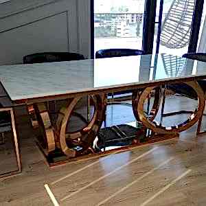 titanyum ayaklı mermer masa, mermer masa, gerçek mermer masa, mermer masa modelleri