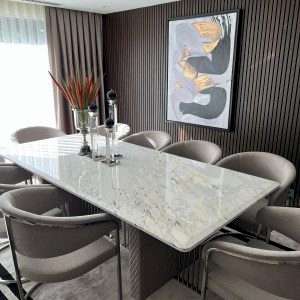 Beyaz Mermer Yemek Masası