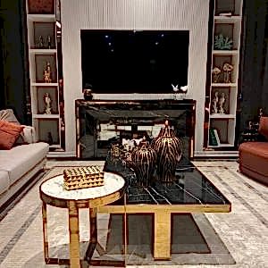 titanyum gold ayaklı mermer orta sehpa, mermer orta sehpa, siyah mermer orta sehpa, gold ayaklı mermer orta sehpa